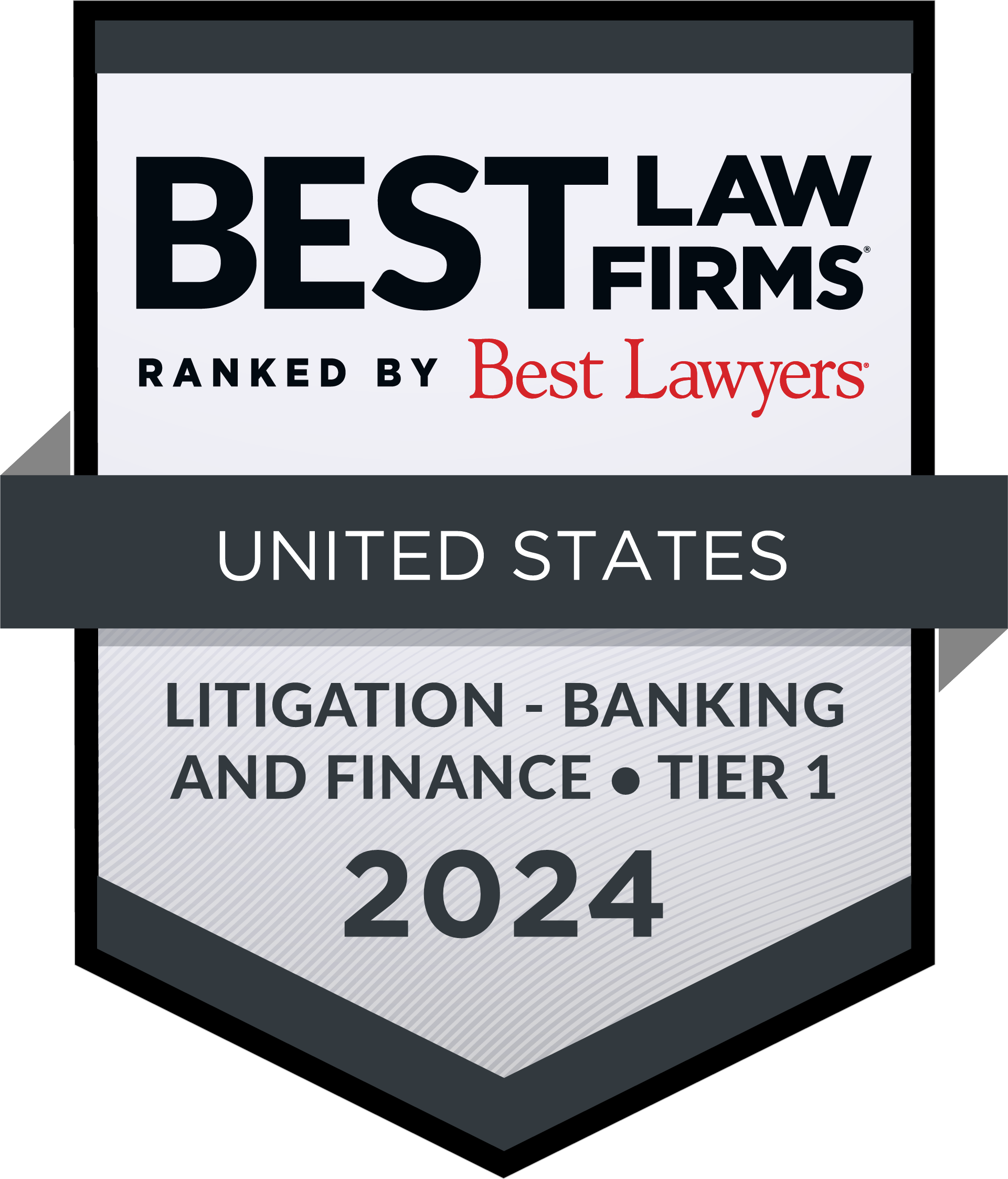 Best Law Firms 2024 National Tier 1 Badge Litigation Banking Finance