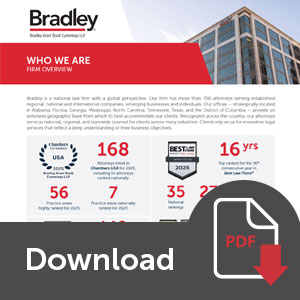 Bradley Firm Overview One Pager Button November 2025