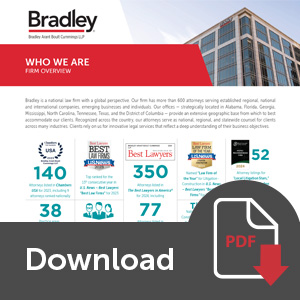 Bradley Firm Overview One Pager Button 2023